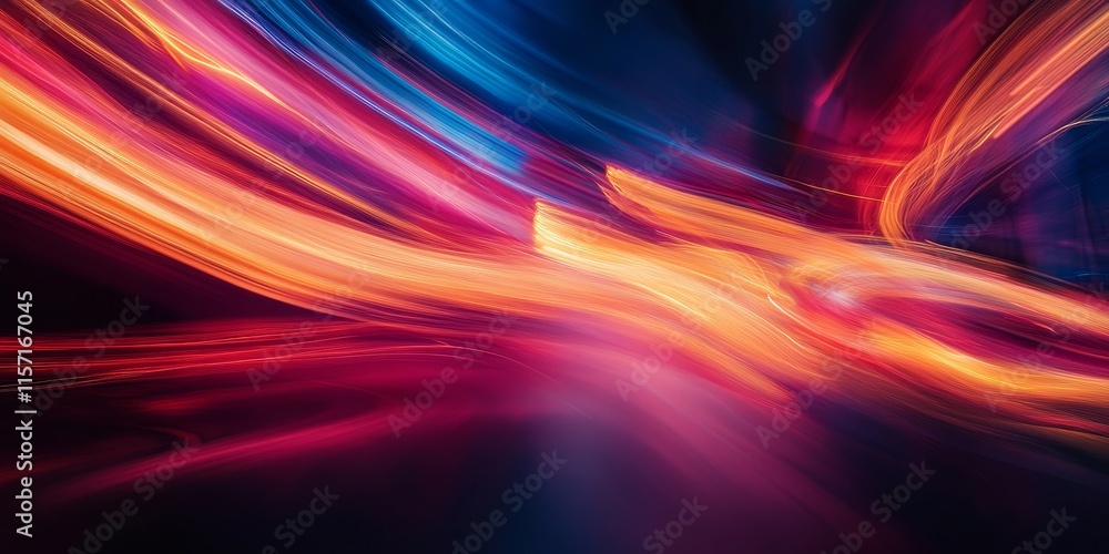 Poster abstract representation of motion blur with dynamic light effects, showcasing the interplay of color