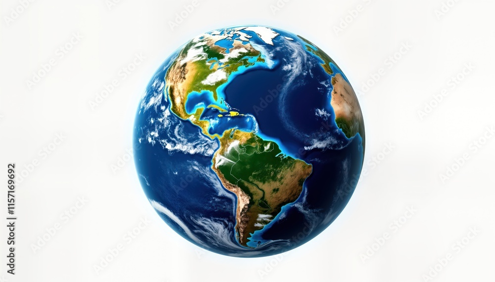 Aufkleber Digital globe displaying world map. Planet earth image highlights global connectivity. Realistic illustration of continents, oceans. Tech illustration global network concept. Visualizes worldwide