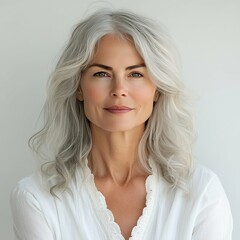 Naklejka premium Elegant Mature Woman with Silver Hair
