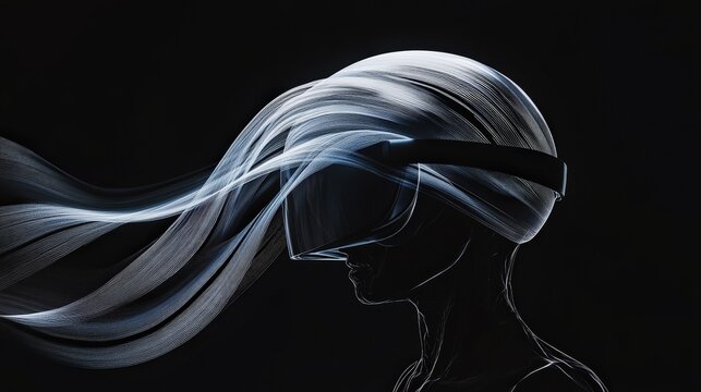 Ethereal futuristic vr experience with high-tech helmet