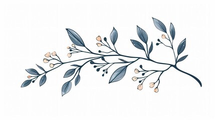 Elegant Floral Branch: Minimalist Flowers for Logo or Tattoo