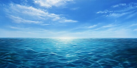 Obraz premium Serenity of the calm sea showcases a clear blue sky above, inviting exploration of the vibrant underwater world, where the wonders of the sea reveal themselves beneath the tranquil surface.