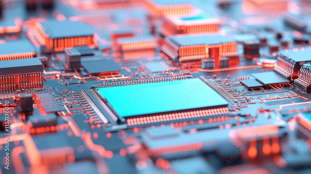 Poster Close-up of cpu on motherboard showing computing power and innovation