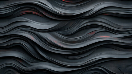 Fototapeta premium Dark Wave Abstract Texture, Fluid Design, Curving Layers Intertwine Elegantly, Creating a Dramatic Visual Effect.