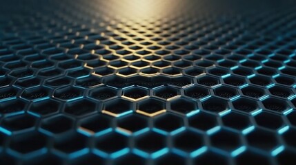 Abstract Hexagon Grid Dark Blue Teal Metallic Design