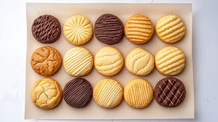 Obraz premium Assortment of Delectable Homemade Cookies and Baked Goods on Wooden Tray