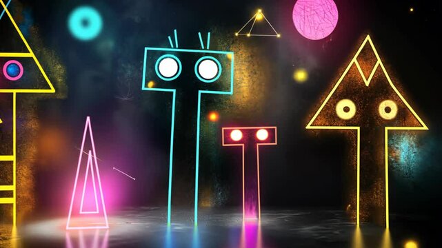 robots in animation sketch  style whimsical bizarre paint illustration artful design, unique colorful and grungy texture