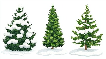 Fototapeta premium Cartoon-Style Vector Illustration of Snow-Covered Pine Tree for Christmas Scene