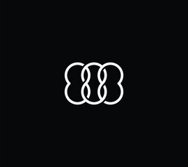 Triple 8 numbers monogram, linear monogram with black background. 