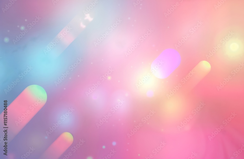 Aufkleber Pastel holographic gradient background. Abstract shapes, soft colors create dreamy atmosphere. Blurred effect gives image futuristic vibe. Many-colored gradient pattern. Pastel colors blend smoothly.