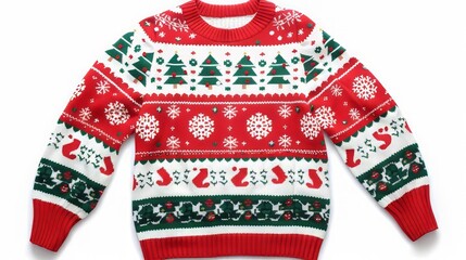 winter christmas sweater on white background .