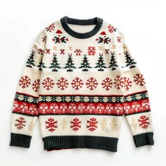 winter christmas sweater on white background .
