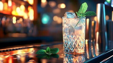 Refreshing Craft Cocktail with Mint