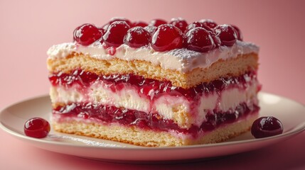 Delicious cranberry cake slice on a plate. (1)