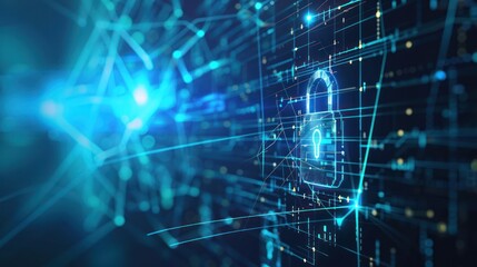 Obraz premium Cybersecurity and Digital Security: A Locked Padlock on a Digital Background