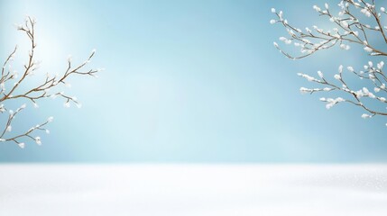 Serene Winter Scene with Delicate Snowy Branches