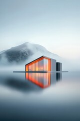 Fototapeta premium Modern Architectural Home in Serene Landscape