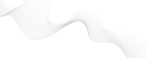 Abstract gray wave dynamic curve lines on transparent background with flowing particles. Digital energy waves technology concept. Modern backdrop design for business, presentation, banner.