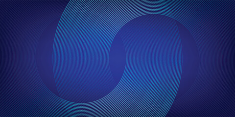 Abstract blue glowing geometric lines on dark blue background. Modern shiny blue circle lines pattern. Futuristic technology concept. Suit for cover, poster, banner, brochure, header, website. eps 10