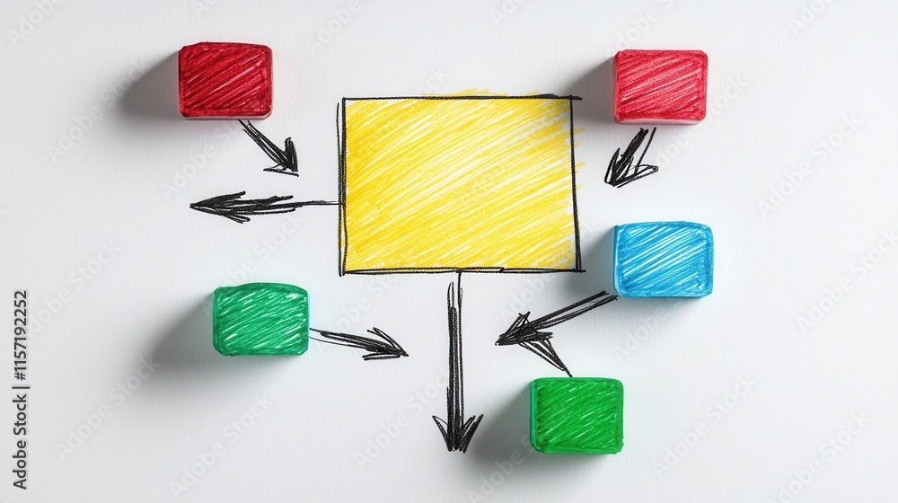 Aufkleber colorful geometric arrows forming interconnected cube shapes in abstract layout