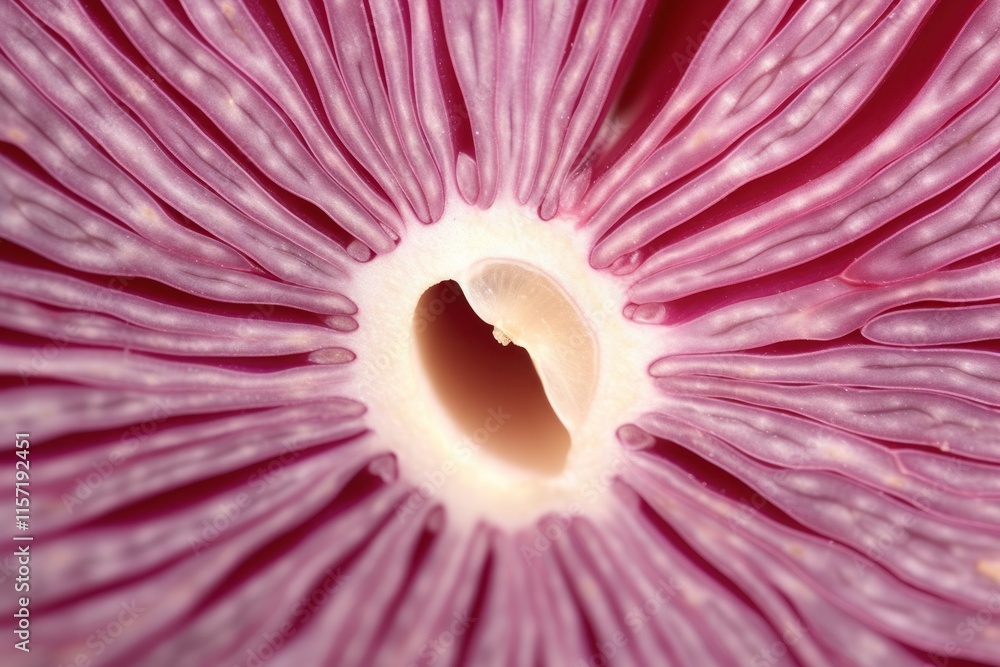 Poster detailed macro shot of the inner layers of a dissected red onion, showing the intricate texture and 