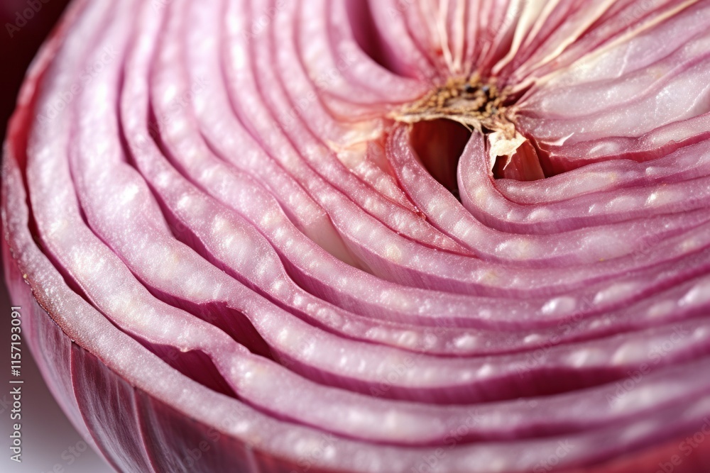 Poster macro photograph capturing the detailed texture of a red onion slice, revealing the gradient of colo