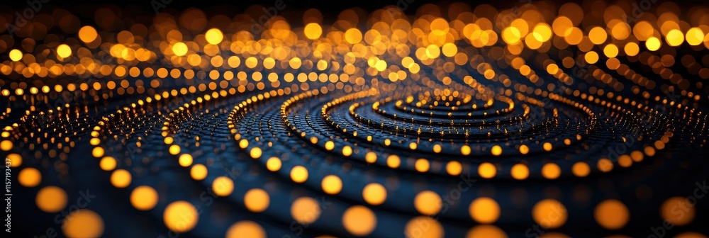 Poster a mesmerizing pattern of glowing orbs creating a wave-like effect.