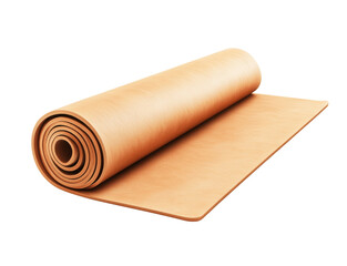 A realistic yoga mat, rolled up, in a soft color, isolated on a white background for a calm and inviting fitness icon look 