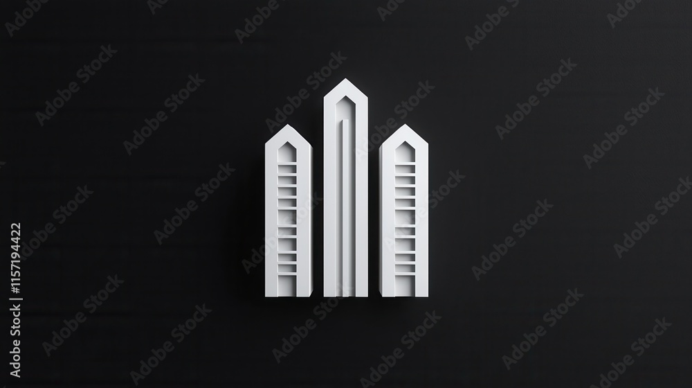 Poster sleek and modern architectural design showcasing a minimalist geometric tower with clean lines and a