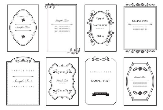 Vector borders and frames. Ornate classic templates set in vintage style. Old pattern. Wedding and restaurant menu..eps