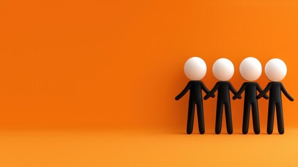 Teamwork Figurines Standing Together in Unity and