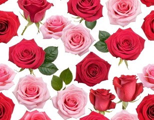 Pink & red rose flower isolated on white background valentine's day theme concept 