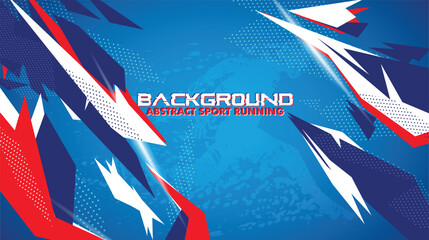 background banner design blue red white, abstract sport running, stripe striking sporty