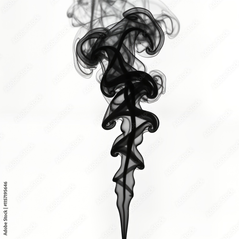 Poster abstract design of dark smoke patterns against white background. smoke swirls, curves creating intri
