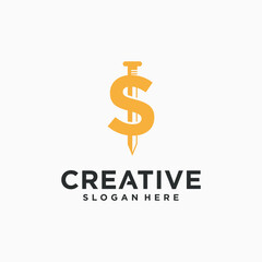 Obraz premium S letter logo steel nails for home building, Steel nails logo for building carpentry.