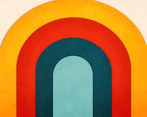 A modern abstract design featuring colorful arches in warm tones.
