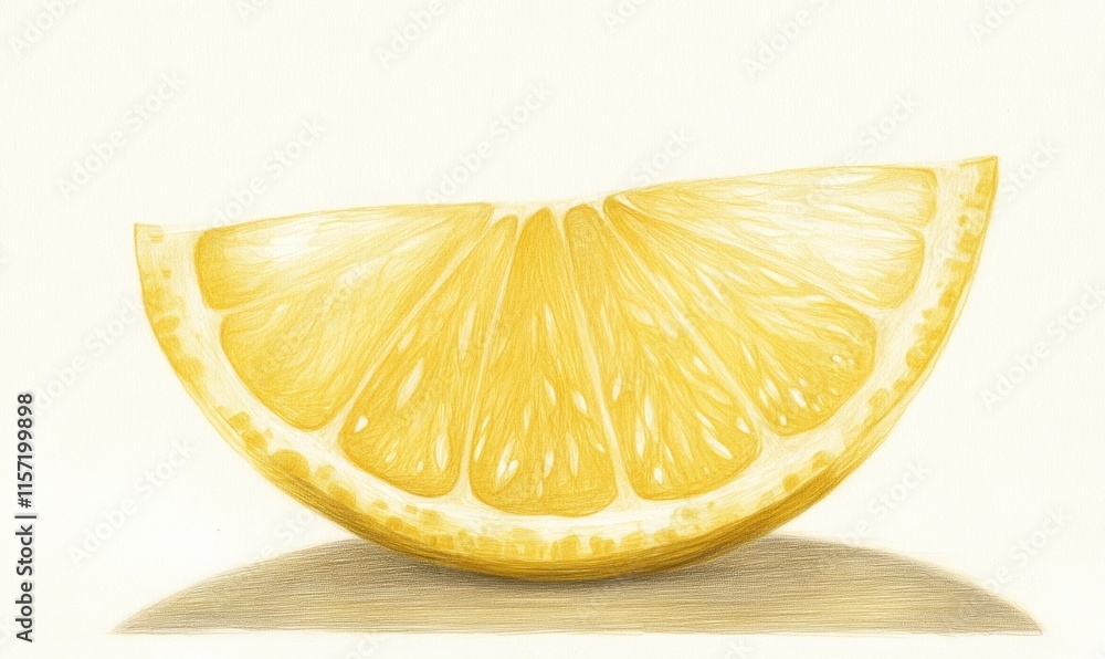 Poster a drawing of a lemon slice with the top half of the lemon missing
