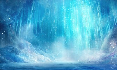 A blue sky with a waterfall