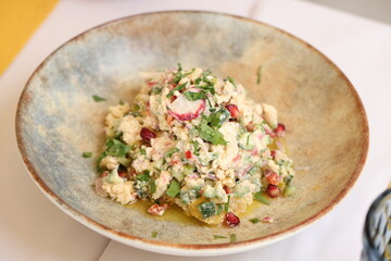 Fresh and Creamy Mediterranean Salad with Pomegranate