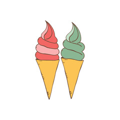 Vector Ice Cream Design Featuring Scoop on Waffle Cone for Food-Themed Projects