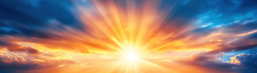Obraz premium A stunning sunrise illuminating the sky with vibrant colors of orange and blue.