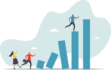 Taking initiative to win business competition, determination or entrepreneurship to overcome difficulty and success, courage or challenge.business concept.flat character.