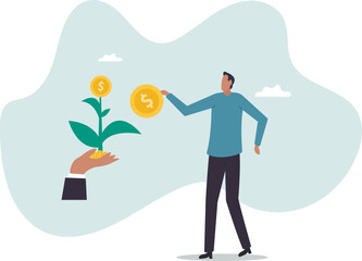 Investment growth, investing for financial independent or financial freedom, mutual fund or growth stock, saving or earning profit.business concept.flat character.