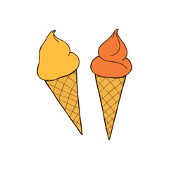 Ice Cream Cone Illustration with Waffle Cone for Dessert Graphics and Food Design
