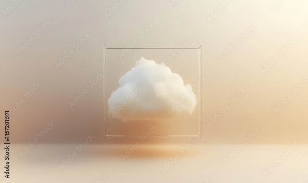 Poster a cloud is floating in a square frame