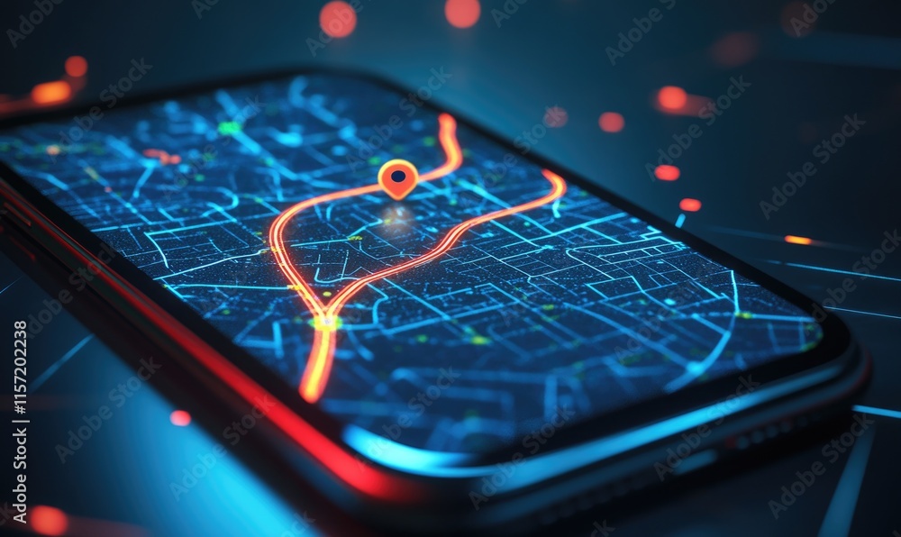 Poster a cell phone with a map on it
