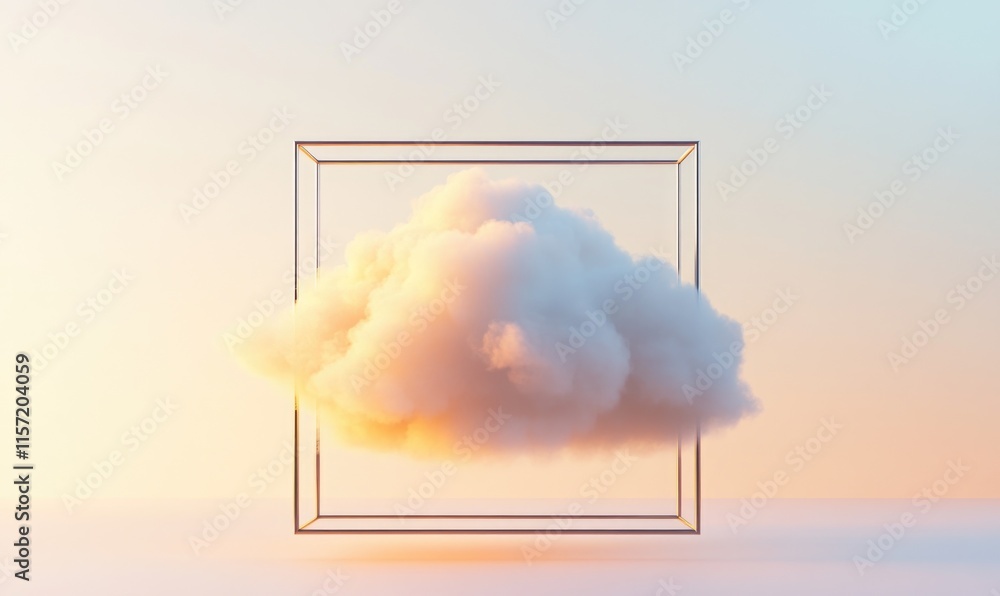 Poster a cloud is in front of a square frame