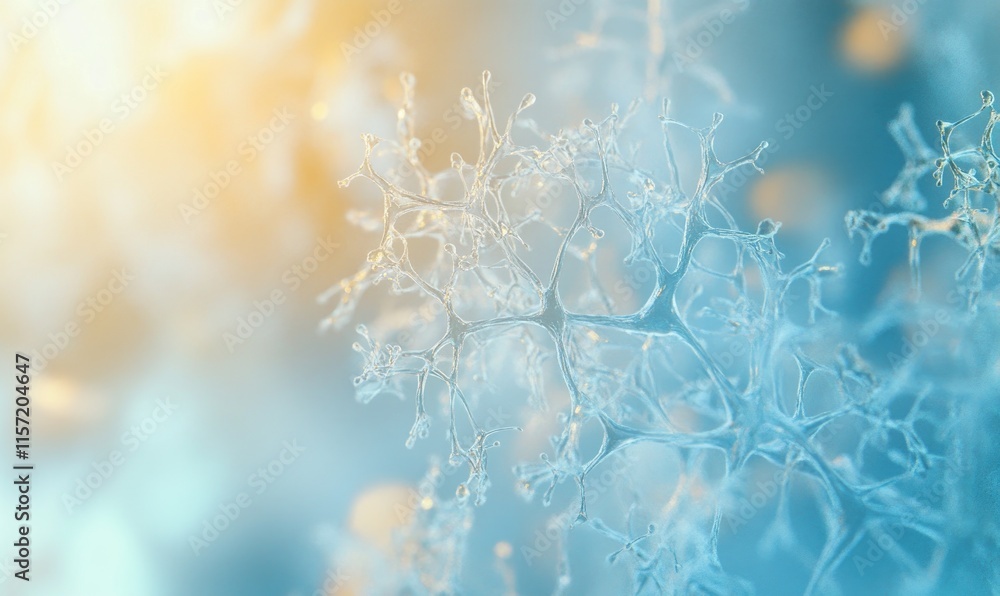 Poster a close up of a snowflake with a blue background