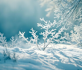 Winter panorama landscape with a snow-covered forest and trees at sunrise. A winter morning marking the beginning of a new day. Winter landscape with sunset, panoramic view.
