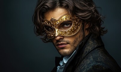 A man wearing a gold mask